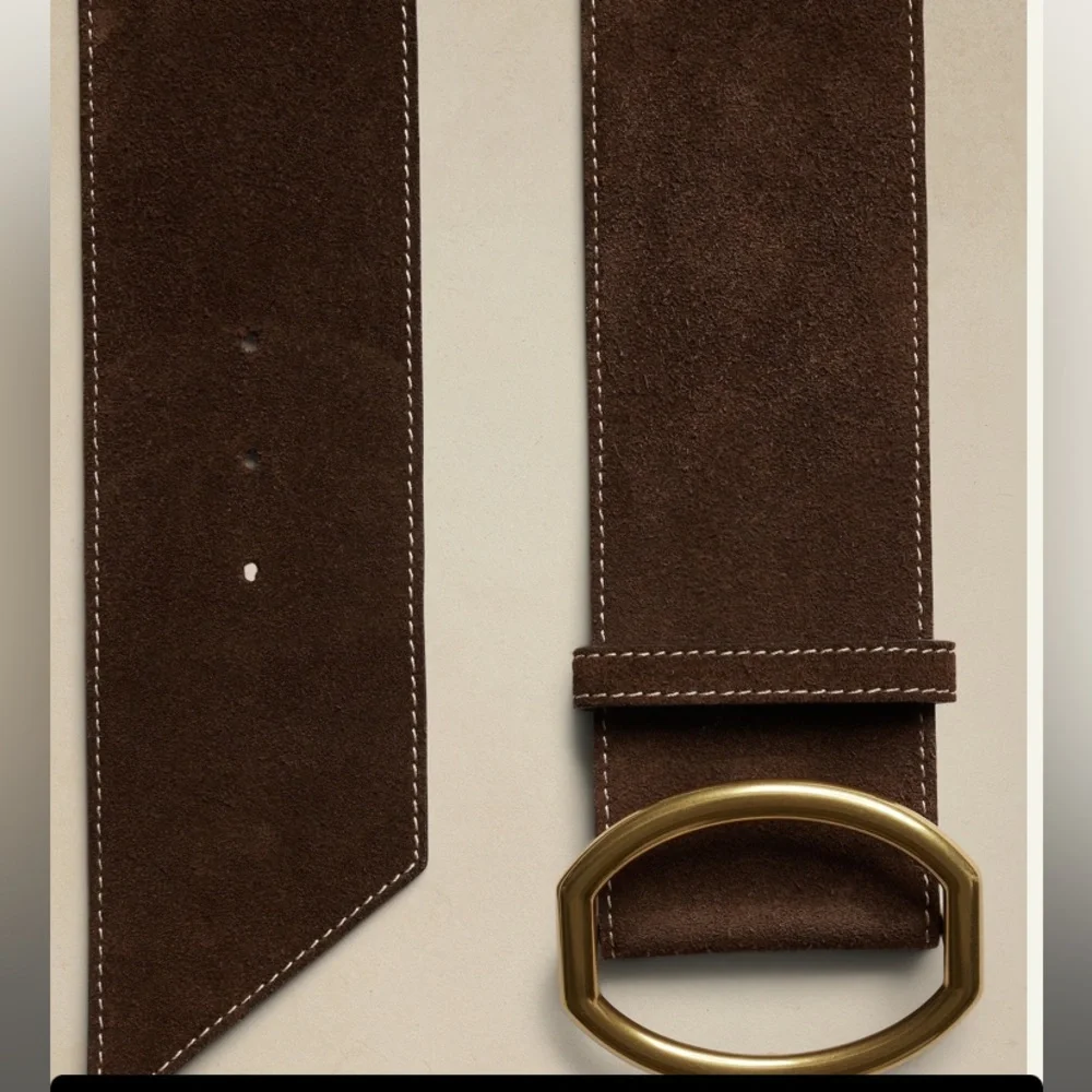 NWT Banana Republic Wide Large Buckle Suede Statement Belt - Picture 2 of 5